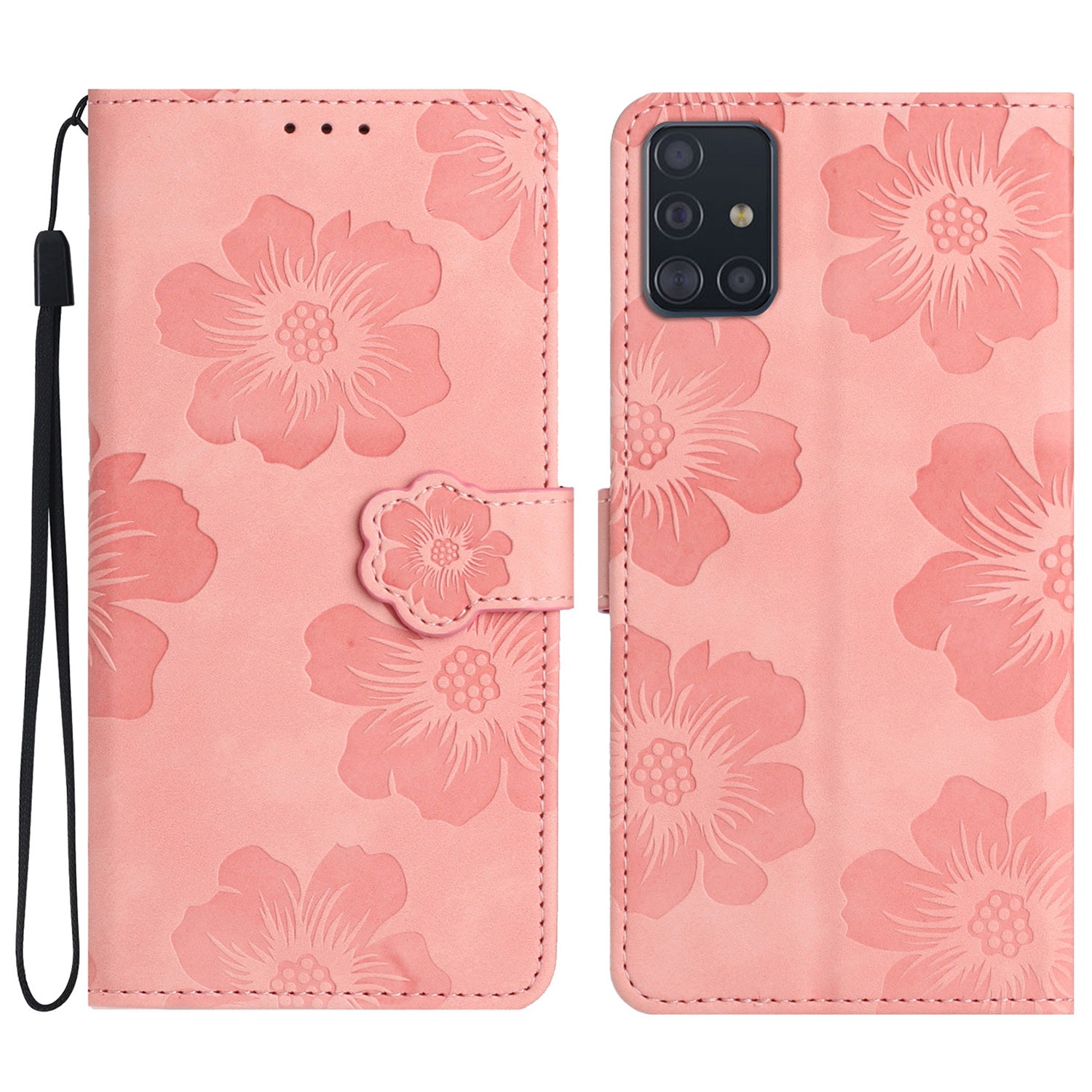 Kryt na peněženku pro Samsung Galaxy A51 4G SM-A515 Květiny s potiskem PU kožené pouzdro na telefon Kryt na peněženku pro Samsung Galaxy A51 4G SM-A515 Květiny s potiskem PU kožené pouzdro na telefon